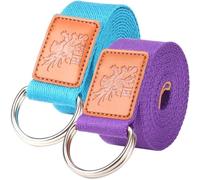 H&S Cinturino yoga extra lungo regolabile e cintura in cotone resistente (1,85 e 2,45 m) (confezione da 2) 6ft a 8ft Blu