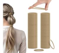 H&S Elastici per Capelli per Donna e Uomo - 100 pezzi da 4mm - Elastico per Codini Capelli - Lacci per Capelli senza Cuciture - Fasce Elastiche per Capigliature - Beige