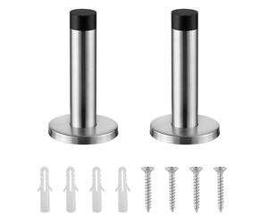 H&S Ferma Porta da Muro - Confezione Da 2 Fermaporta Esterno o da Interno Proteggi Muro - Salvaporta da Casa in Acciaio Inox con Tappino in Gomma Facile da Montare