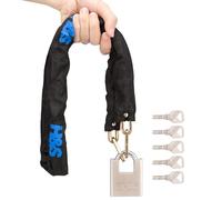 H&S Lucchetto e Catena per Bici - Catena Moto Antifurto - Catenaccio per Motorino Scooter Bicicletta Elettrica - Catena da 6 mm x 1,2 m - Lucchetto con 5 Chiavi