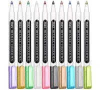H&S Pennarelli Metallici a Punta Media - Set da 10 - Pennarelli Metallizzati per Vetro e Hobbistica - Evidenziatori a Colori Metallizzati per Carta, Legno e Cartone per Decorare