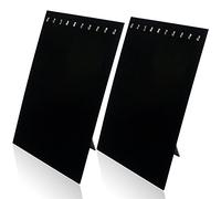 H&S Porta Collane in Velluto Nero - Set da 2 - Kit Espositore Collane Alto - Porta Gioielli da Tavolo per Fino a 10 Collane - Porta Collane e Orecchini Appendibile da Camera