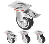 H&S Ruote per Mobili - Set di 4 - Rotelle per Mobili Ø 75 mm - Ruote per Carrello Carichi Pesanti con 2 Freni - Piroettanti per Spostare Mobili fino a 200 kg