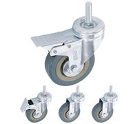 H&S Ruote per Mobili - Set di 4 - Rotelle per Mobili con Perno Ø 75 mm - Ruote per Carrello Carichi Pesanti con 2 Freni - Piroettanti per Spostare Mobili fino a 200 kg - Blu