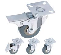 H&S Ruote per Mobili - Set di 4 - Rotelle per Mobili con Perno - 50 mm - Ruote per Carrello Carichi Pesanti con 2 Freni - Piroettanti per Spostare Mobili fino a 200 kg