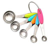 H&S Set di 5 Pezzi Cucchiaio Dosatore - Misurini per Cucina per Ingredienti Secchi e Liquidi - Misurini Americani per Cucina - Cucchiai Graduati in Acciaio Inox - Misurino Grammi