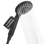 H&S Soffione Doccia Nero - Doccino per Doccia Alta Pressione Universale - Soffione Multigetto 5 Modalità - Doccetta Cromata Resistente ed Elegante - Installazione Facile
