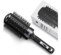 H&S Spazzola Capelli - Spazzola Rotonda per Capelli Ricci- in Ceramica e Setole in Cinghiale - Tecnologia Ionica per Capelli Voluminosi - Spazzole Asciugatura e Piega - Nero