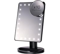 H&S Specchio Trucco con Luci LED da Tavolo - Specchio da Viaggio con Luce - con Specchietto Ingranditore 10x Portatile - per Postazione Make Up - Idea Regalo Makeup Donna Uomo