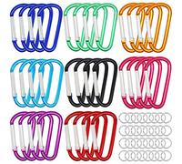 H&W 32 Pezzi Moschettone Piccolo,46mm Moschettone Portachiavi D Ring 8 Colori,Alluminio Durevole Moschettoni Con Anelli in Acciaio Regalo 32Pcs per Campeggio All'aperto Escursionismo Pesca¡