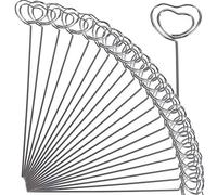 H&W 50Pcs Anello Loop Porta Memo,12cm Filo Metallico Porta Numeri da Tavolo,Porta Immagini a Forma di Cuore per Centrotavola,Foto Morsetto Menu Noto Clip Holder per Matrimonio Compleanno