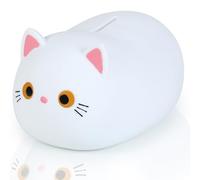 H&W Gatto bianco salvadanaio per ragazze,salvadanaio in plastica,salvadanaio infrangibile,salvadanaio carino per bambini,primo salvadanaio,miglior regalo di Natale per il compleanno