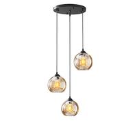 H.W.S Lampada A Sospensione In Vetro Cristallo Lampadario Moderno Sfera Design Creativo Regolabile Altezza Decorazione Interna Soggiorno Apparecchio (amber, 3 flamming round)