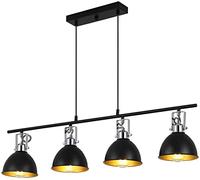 H.W.S Lampada a sospensione vintage Lampadario retrò Light E27 industriale nera regolabile in altezza Soggiorno Lampadario Lustri per sala da pranzo Ristorante Cafe Decorazione (4 fiammatura)