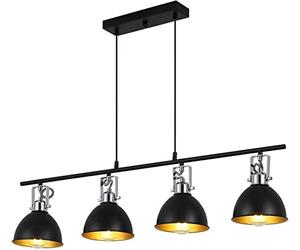 H.W.S Lampada a sospensione vintage Lampadario retrò Light E27 industriale nera regolabile in altezza Soggiorno Lampadario Lustri per sala da pranzo Ristorante Cafe Decorazione (4 fiammatura)