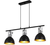 H.W.S Lampada A Sospensione Vintage Retrò Nera Lampadine Industriali E27 Regolabile In Altezza Lampadario Soggiorno Lustri Per Sala Da Pranzo Ristorante Cafe (3 Flamming)
