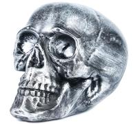 H&W Salvadanaio a forma di scheletro per Halloween, salvadanaio a forma di teschio, terrificante, decorazione per Halloween, regalo per feste (argento)