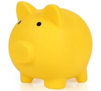H&W Salvadanaio in plastica, infrangibile, simpatico salvadanaio, primo salvadanaio, ottimo regalo di compleanno per la casa (giallo)