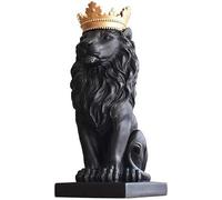H&W Statua Del Leone Della Corona,Sculture Nere,Figurine di Leone in Resina per Uomini,Statua D'arte Ornamenti per L'ufficio Casa,Soggiorno,Scaffale,Tavolo,Arredamento per La Casa