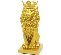 H&W Statua del Leone,Sculture di Resina per gli Uomini,Figurine del Leone Della Corona D'oro,Statua D'arte da Collezione per la Casa,L'ufficio,il Soggiorno,la Libreria,il Tavolo e la Scrivania