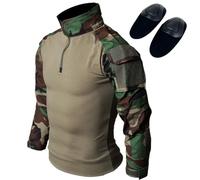 H World EU Camicia Militare a Maniche Lunghe da Caccia Tactical con gomitiere (Woodland, XXL)