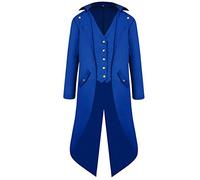 H&ZY Giacca da uomo stile steampunk, stile vintage, gotico, vittoriano, per costume di Halloween, Blu, Small