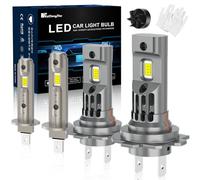H1 + H7 LED Lampadina per Fari, 2024 La Più Recente 1:1 Mini Size 6500K H1 LED Lampadina Senza Polarità Plug and Play 90W 18000LM Kit di Conversione per Fari a H1 H7 LED Auto più Luminoso al 600%