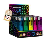 h2i - 50-200 accendini usa e getta colorati con ruota di frizione o fiamma a getto, adesivi (d. 50 pezzi con fiamma a getto)