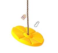 h2i Altalena a piatto in plastica resistente alle intemperie | Design robusto e altezza regolabile | Altalena per bambini con corda di sicurezza e moschettone | Altalena per esterni e interni | giallo