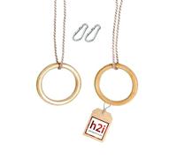 h2i Anelli da ginnastica in legno o metallo, anelli da ginnastica con corde regolabili in altezza, con moschettone, anelli per bambini, anelli per altalena, per interni ed esterni, accessori per