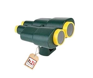 h2i Binocolo per torre da gioco e casetta | Binocolo per bambini in plastica resistente alle intemperie | Senza ingrandimento ottico | Grande binocolo per torre da gioco | verde-giallo