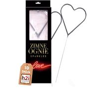 h2i - Candele magiche a forma di cuore di colore oro o argento, Cat F1 (10 pezzi color argento da 40 cm)