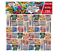 h2i Knaller Knatter Mix | 724 pezzi/effetti | divertimento per feste per piccoli e grandi I fuochi d'artificio per bambini e ragazzi | 8 strati assortiti | fuochi d'artificio per tutto l'anno Cat. F1