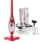 H2O X5+ Scopa a vapore e pulitore a vapore portatile - sistema multifunzionale e versatile per pavimenti, tappeti, finestre, tappezzerie, cucine e bagni (Rosso)
