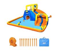 Bestway Piscina megaparco acquatico mis. 551x502x265 cm, scivolo d'acqua, cannone spara acqua, tunnel, parete per arrampicarsi, include soffiatore d'aria, picchetti di ancoraggio, borsa per il trasporto