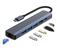 H32C 6in1 Adattatore USB Tipo C A Hub 3x 3.0 + Usb-C Con Pd + HDMI + RJ45 1000M