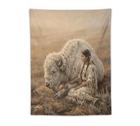H3B8U2Y5 Bianco Bufalo Donna Prairie Arazzo da Parete, Native Legend
