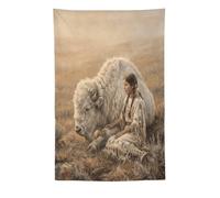 H3B8U2Y5 Bianco Bufalo Donna Prairie Arazzo da Parete, Pittura a Olio
