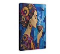 H3B8U2Y5 Donna con il velo viola Quadro su Tela, Mosaico Ufficio