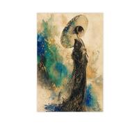 H3B8U2Y5 Donna con ombrellone di Turquoise Wave Quadro su Tela, Ingresso