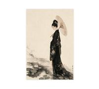 H3B8U2Y5 Donna con ombrellone Quadro su Tela, Kimono nero Appartamento