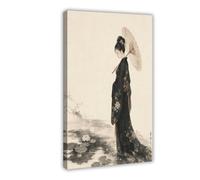 H3B8U2Y5 Donna con ombrellone Quadro su Tela, Xilografia Giapponese Studio