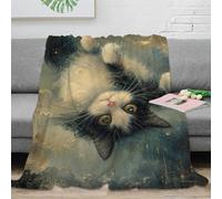 H3B8U2Y5 Gatto sottosopra al chiaro di luna Coperta Divano, Flanella, TV