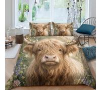 H3B8U2Y5 Highland Cow Garden Portrait Set Copripiumino Set 3 Pezzi 3D