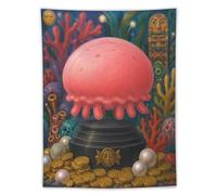 H3B8U2Y5 Il tesoro delle meduse rosa Arazzo da Parete, Surrealismo Studio