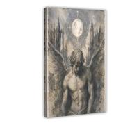 H3B8U2Y5 L'angelo oscuro Lucifero Quadro su Tela, Notte tempestosa