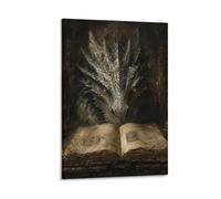 H3B8U2Y5 Libro magico del drago oscuro Quadro su Tela, Drago mitico
