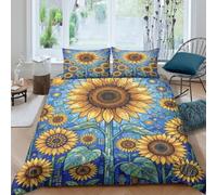 H3B8U2Y5 Sunflower Stained Glass Garden Set Copripiumino Set 3 Pezzi 3D