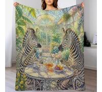 H3B8U2Y5 Tè del conservatorio delle zebre Coperta Strato Caldo per il Relax | Plaid Leggero da Letto con Animali botanici, per ufficio, divano e relax tranquillo, 175x200cm(70x80in)