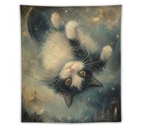 H3B8U2Y5 Upside Down Gatto Chiaro di Luna Arazzo da Parete, Camera
